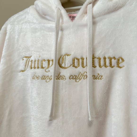 NWT Juicy Couture Plush Fleece Logo White Hoodie and Pant Pajama Set Size XL - Picture 3 of 14